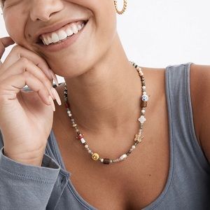 Madewell Happy Face Beaded Choker Necklace